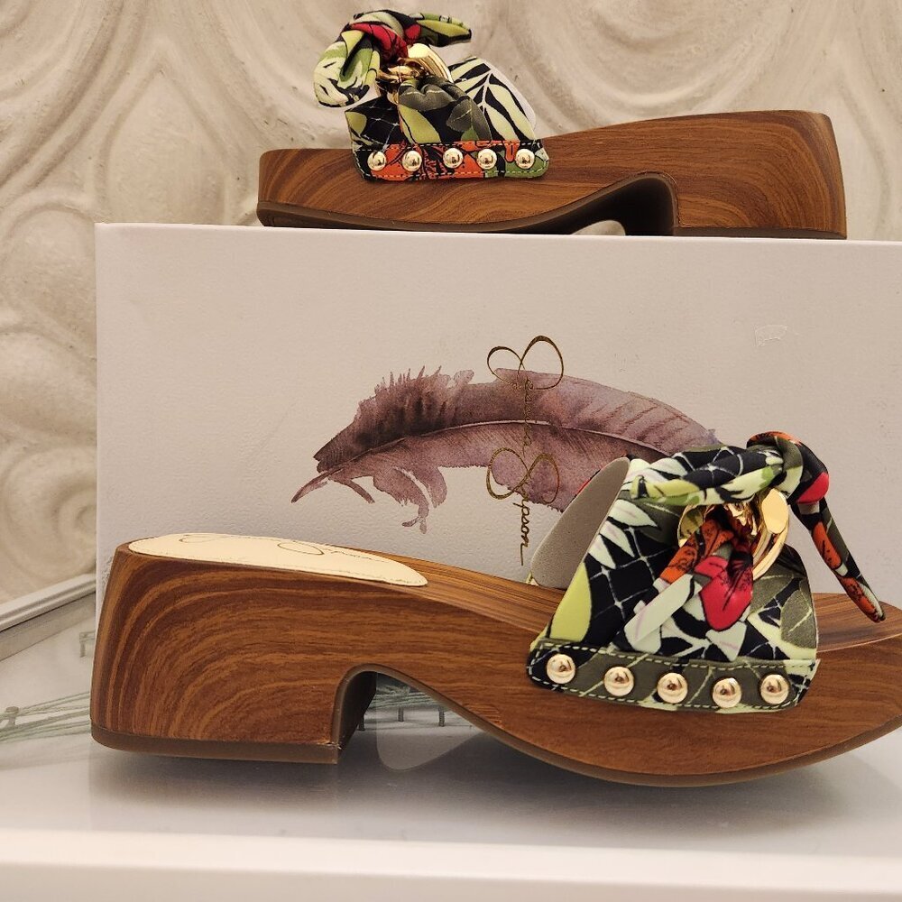 Jessica Simpson "Resima" Tropical Multi" Lily of Jungle Sandals. NIB. Size 6